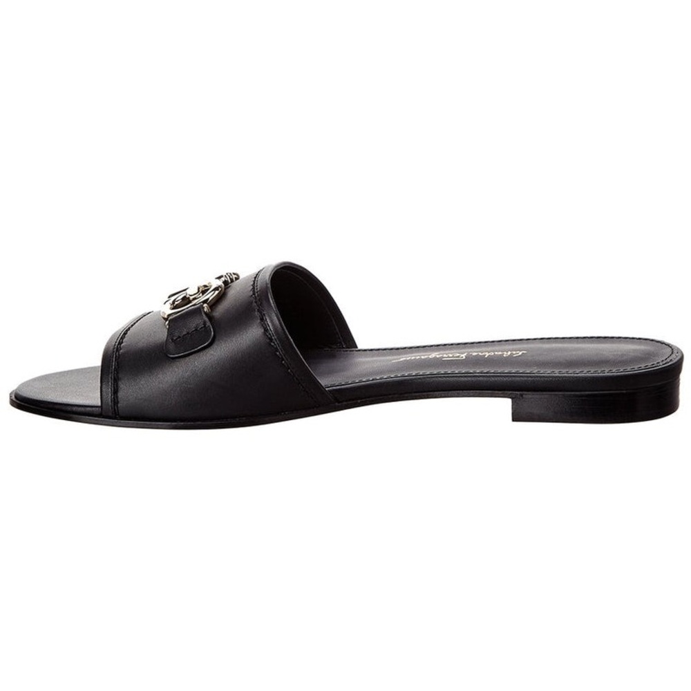 FERRAGAMO GANCINI LEATHER SLIDE - Picture 2 of 9